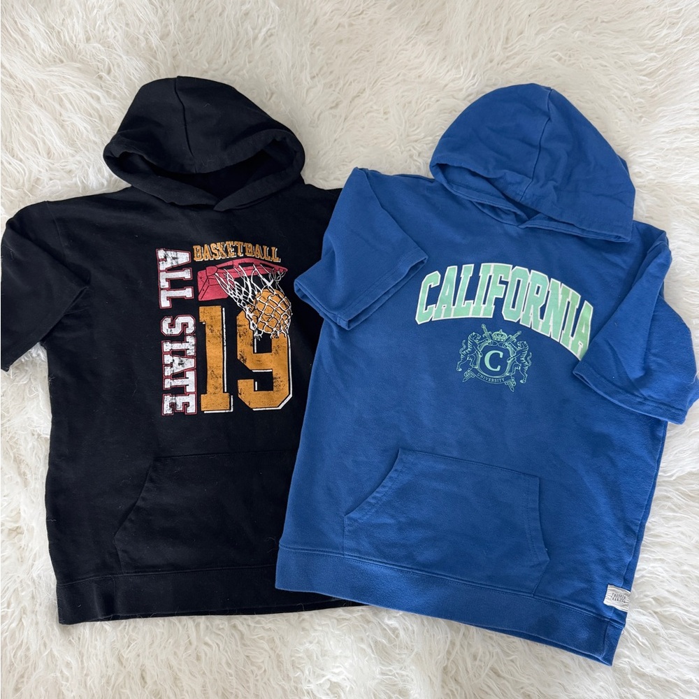 Boys Cotton On Short Sleeve Sports Hoodie Basketball and California with pockets